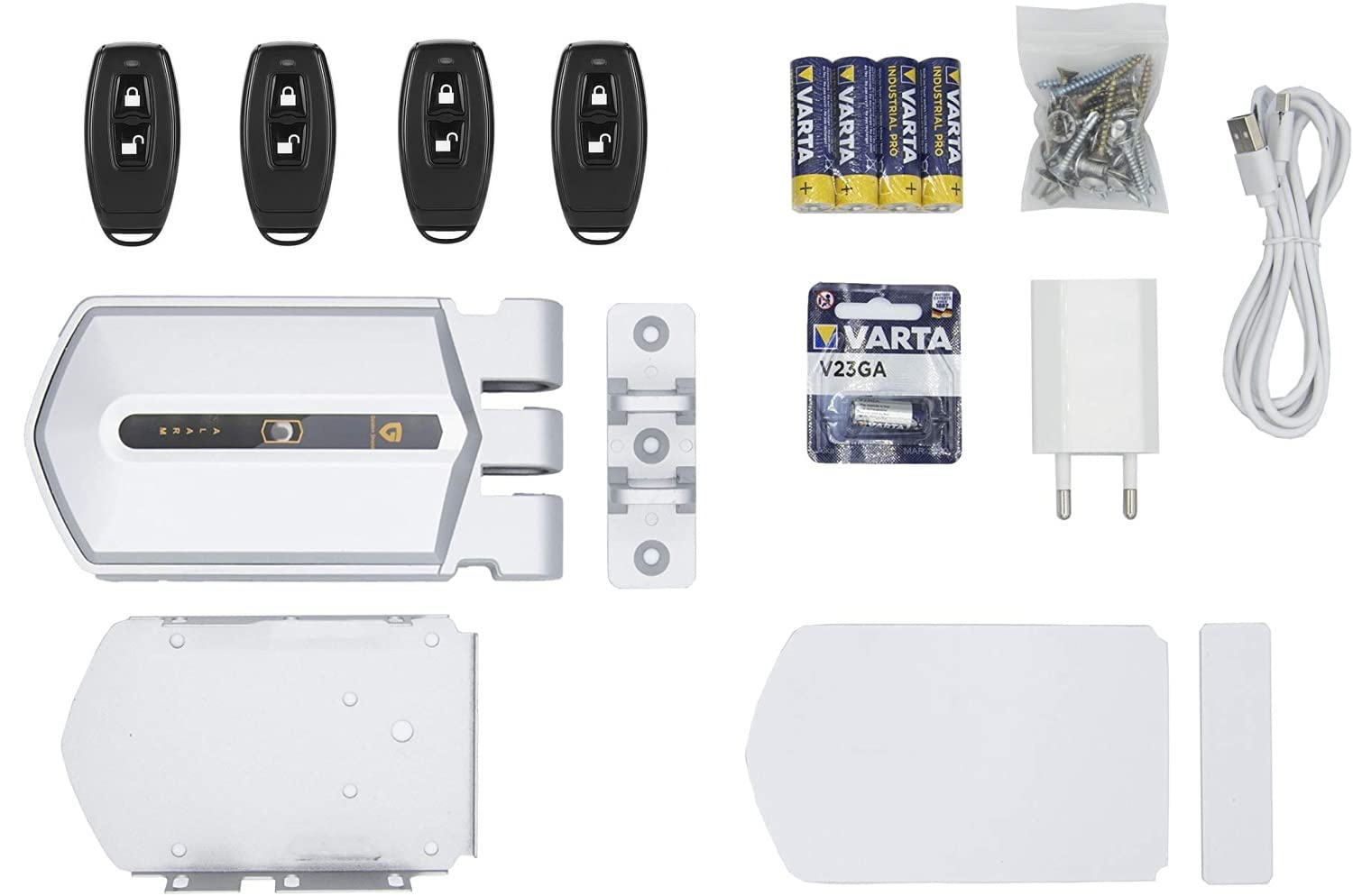 Golden Shield Alarm - Cerradura inteligente invisible con Alarma 95db y 4 mandos incopiables, ideal para todo tipo de puertas de viviendas, trasteros, etc...
