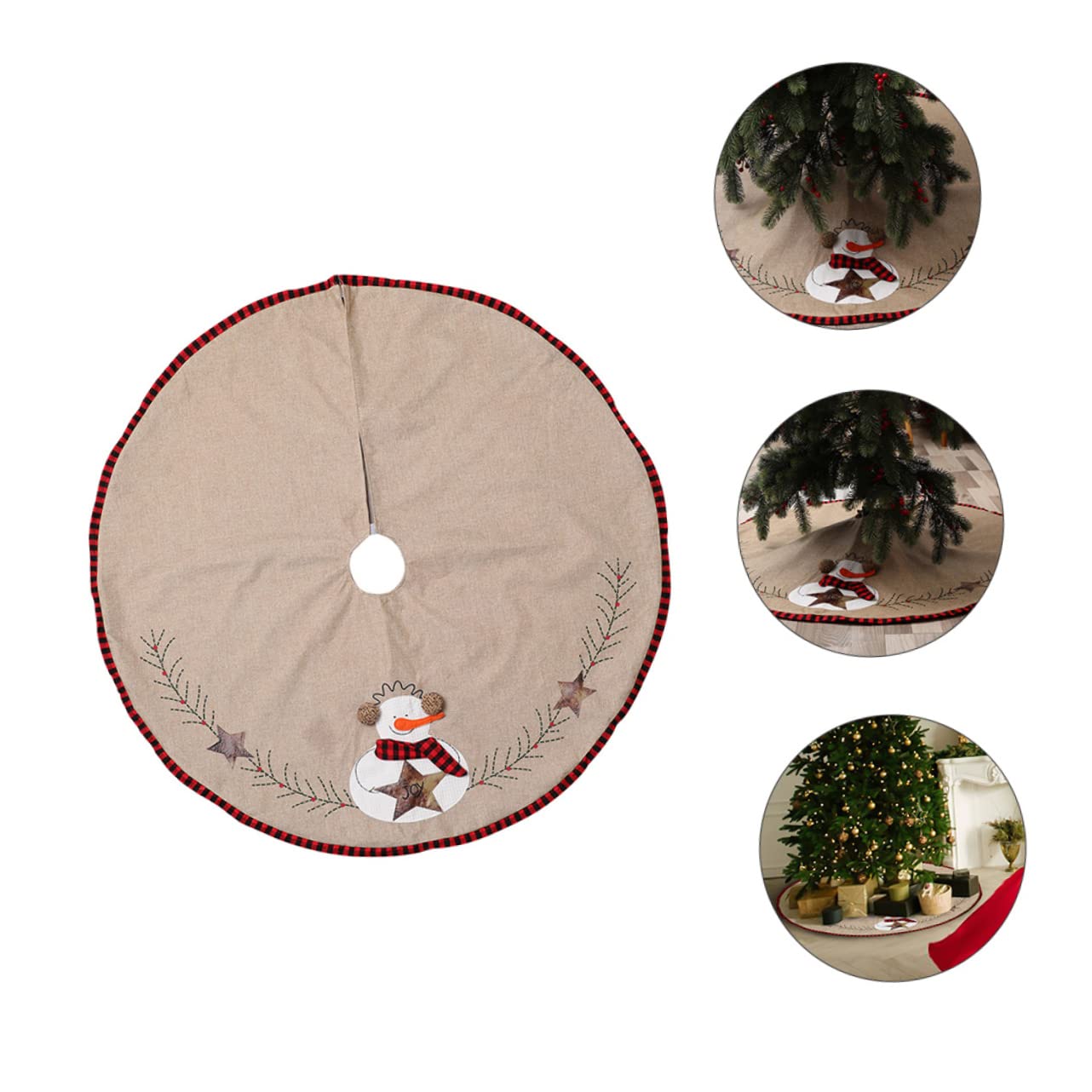 MAGICLULU 2St Christbaumschmuck Rock Ornamente Dekorationen Schnee Christbaum Teppich Christmas Tree Carpet unter Weihnachtsbaum Rock Weihnachtsbaumrock aus Leinen Leinen- Light Brown