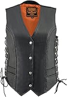Vista 7 de Milwaukee Leather ML2042 Chaleco de motociclista con encaje lateral de cuero negro fino trenzado negro para mujer