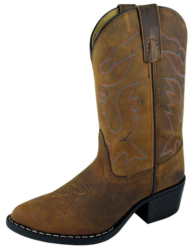 Smoky+Children%27s+Kid%27s+Dakota+Brown+Leather+Western+Cowboy+Boot