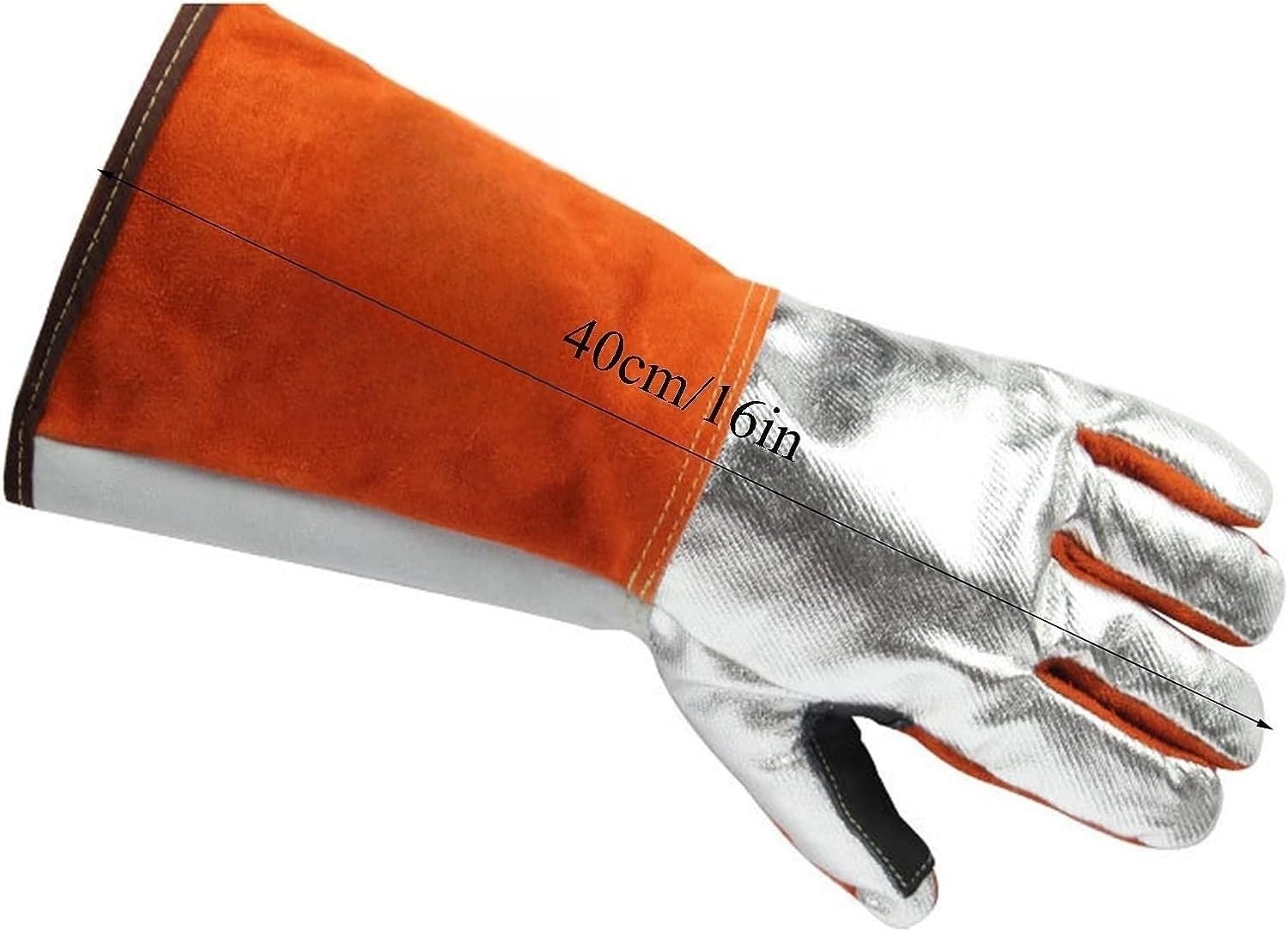 Gartenhandschuhe, schnittfeste Handschuhe, feuerfeste Handschuhe, Arbeitshandschuhe aus aluminisiertem Leder for die linke Hand, Isolierhandschuhe, Grill- und Kaminhandschuhe for Metallurgie, Herd