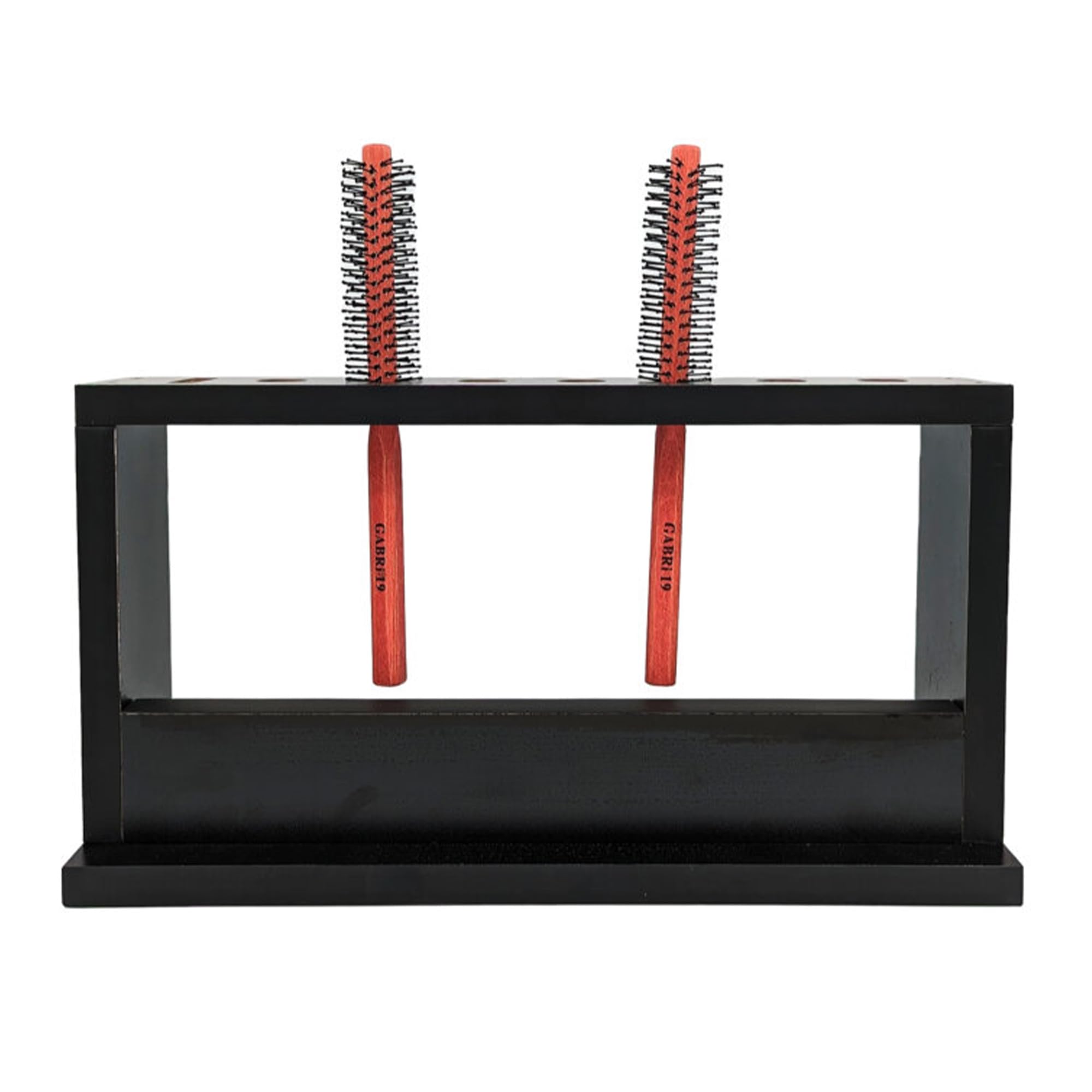 Eson Hair Brush Holder Wooden Stand, Hairdressing Scissors Holder, Professional Shears Block & Brush Holder for Salon, Barber Scissor Organizer Stand, Tools Storage, Hairbrush Holder Rack (Black)