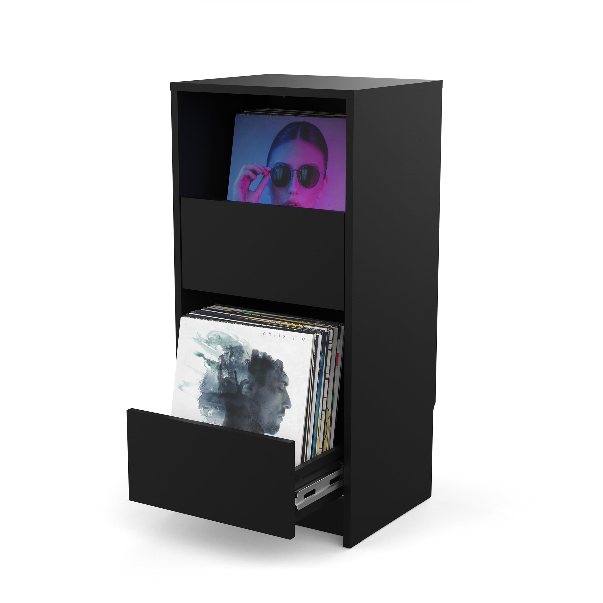 Glorious Vinyl Vault, Black - Rangement pour Vinyle