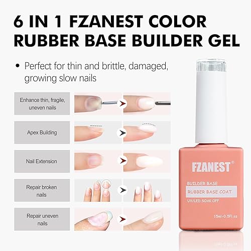 Miniatura 3 de FZANEST Gel constructor para uñas, esmalte de gel blanco lechoso base de goma para fortalecedor de uñas, extensión de edificio Apex, reparación de