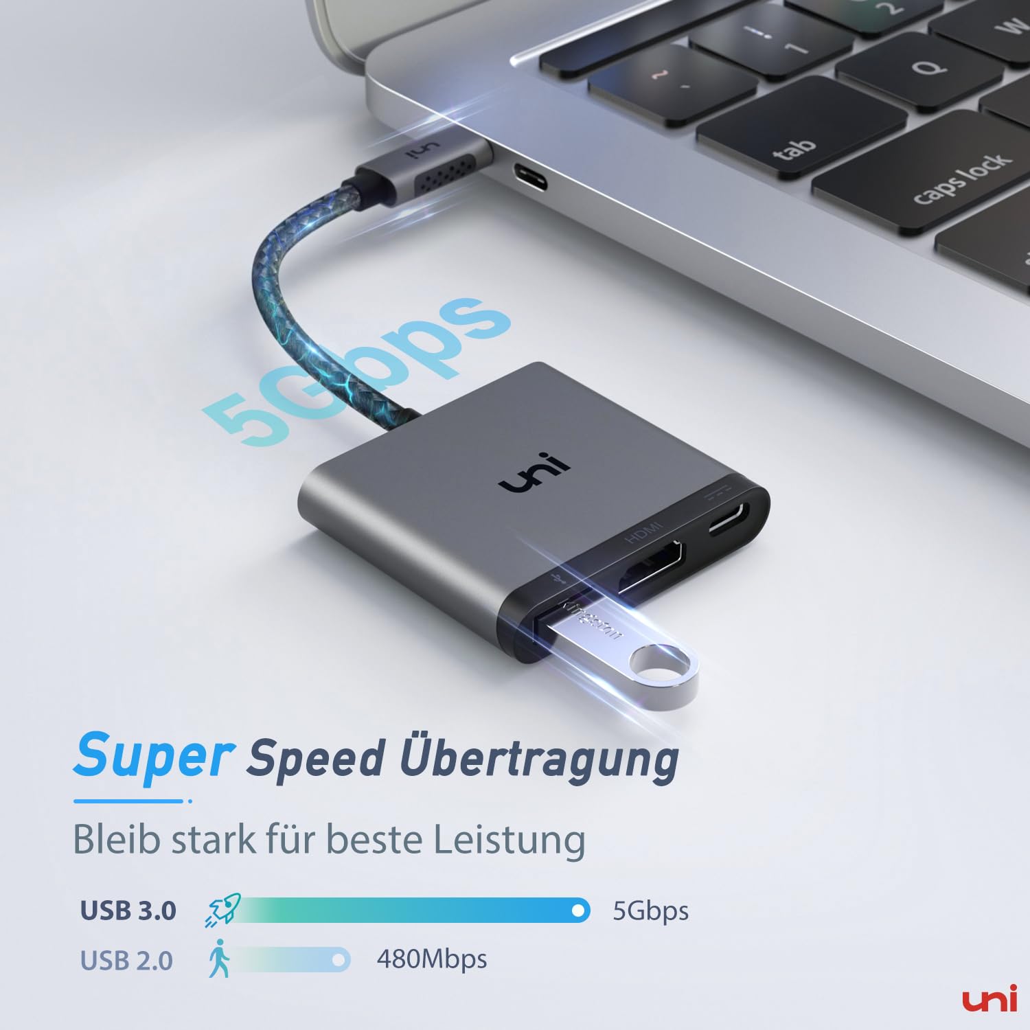 USB-C Auf HDMI Adapter 3-in-1 - 4K/30Hz Mit USB 3.0 & PD Ladeport
