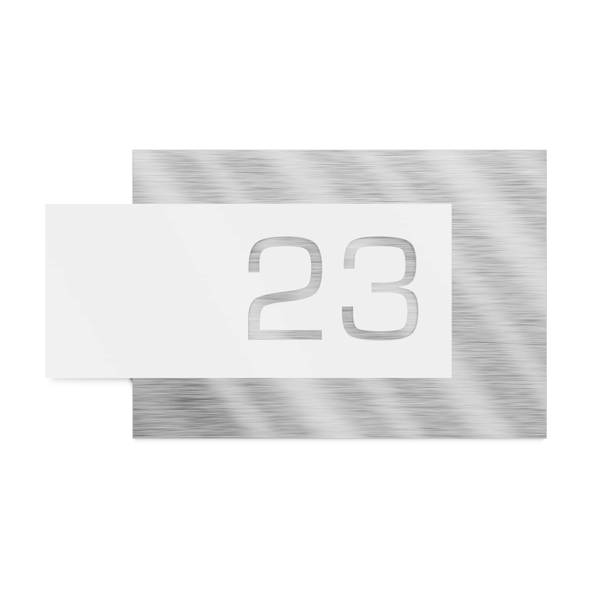 placca numero civico per esterni – 200x110 mm, bianco, inox V2A (AISI 304), personalizzabile