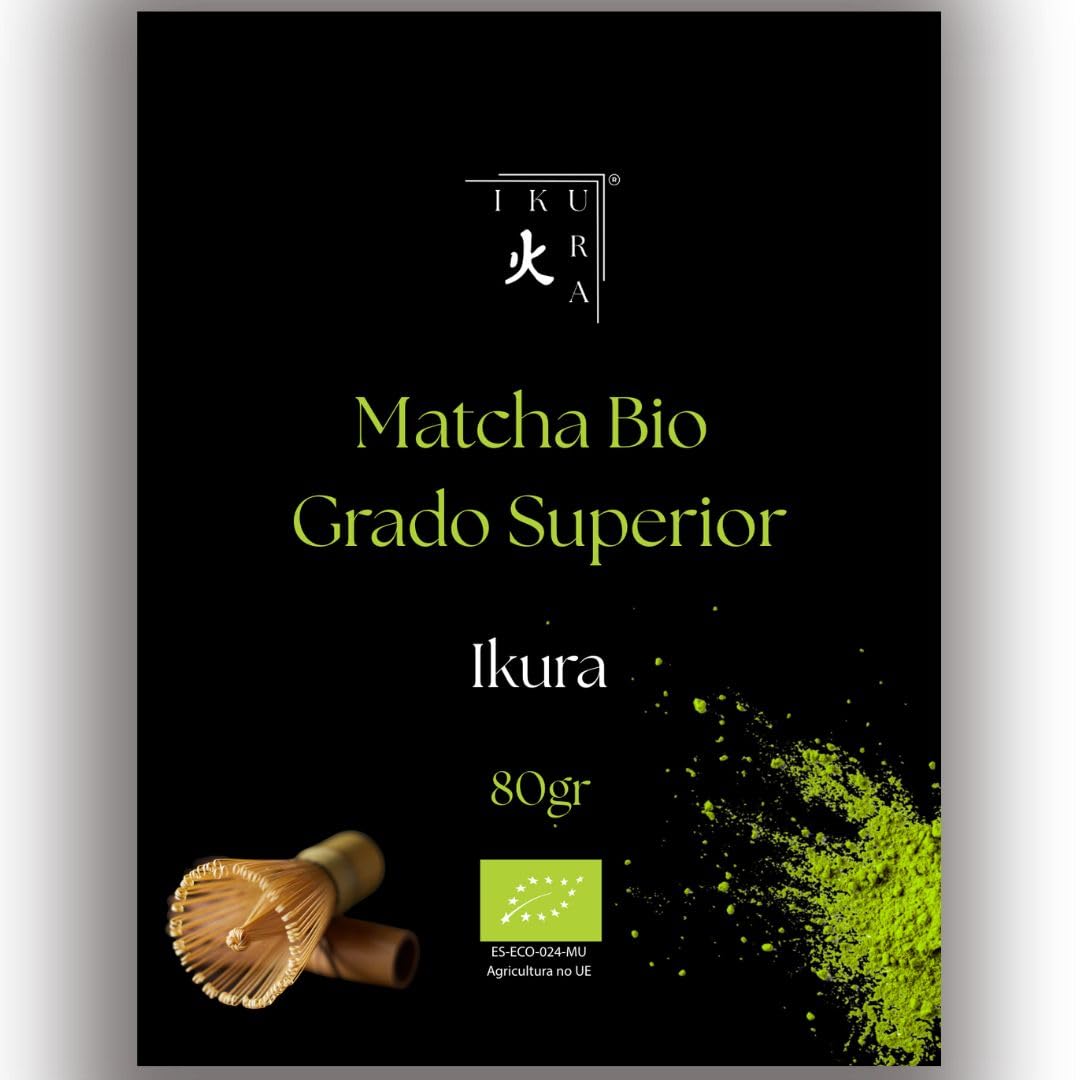 Té Matcha Premium Ikura Bio 80 g | Matcha Ecológico 100% Puro en Polvo | Té Verde Antioxidante Natural | Energía y Concentración | Ideal para Matcha Latte, Té y Recetas Saludables | Vegano