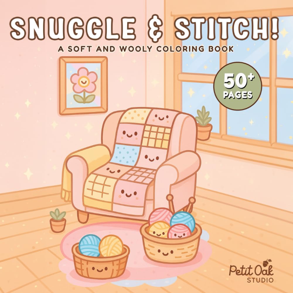 Snuggle & Stitch! – A Soft & Woolly Coloring Book: Cute, Relaxing, and Cozy Knitting-Inspired Pages for All Ages