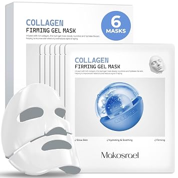 6 Pack Bio-Collagen Face Mask, Overnight Hydrating Face Masks Skincare Glow