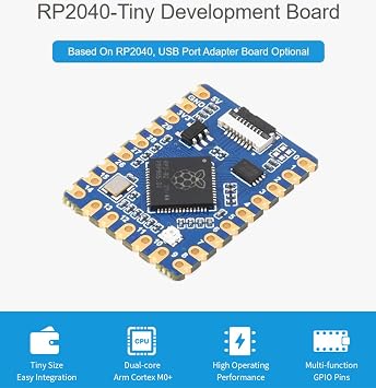 Waveshare RP2040-Tiny Kit Based on Raspberry Pi MCU RP2040, Dual-Core Arm Processor, 20Multi-Function GPIO Pins, Adapting USB-C Port via Adapter Board