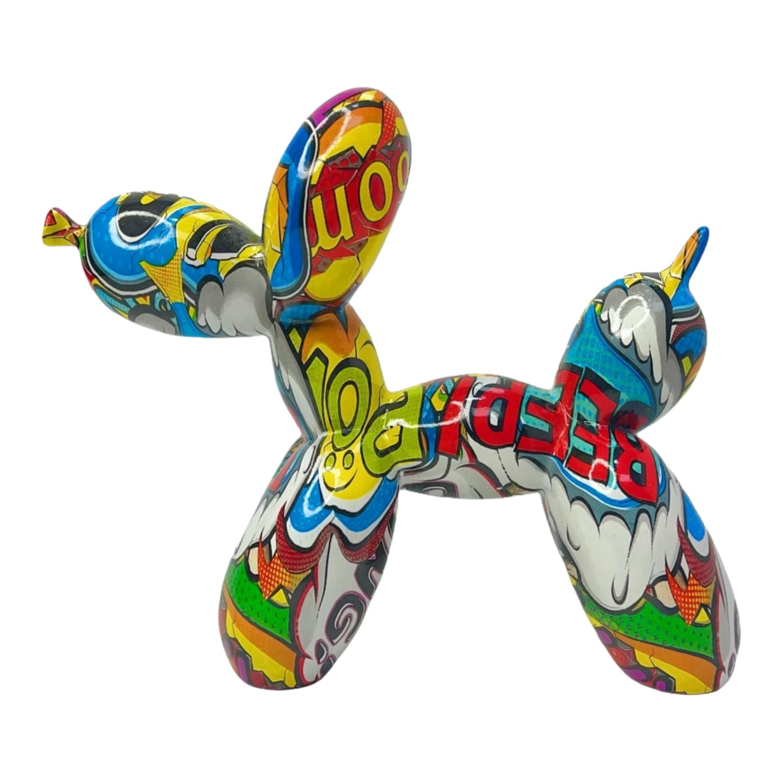 YOYUMI Balloon Dog Sculpture Ornament Resin Graffiti Animal Statue for Office Living Room Bedroom Shelves Decoration Letter Graffiti
