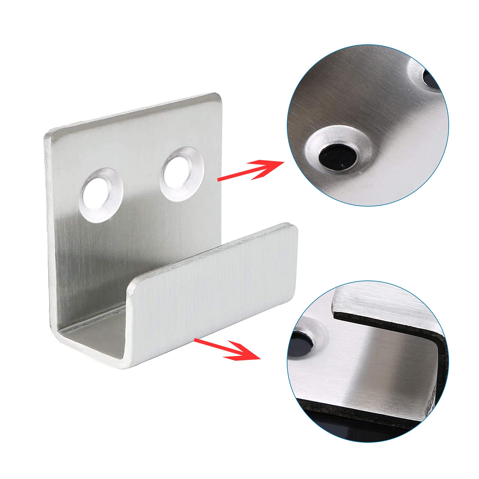 Ganci a U Inossidabile 50 kg 8 Pezzi per Bagno Cucina Vetro con Viti