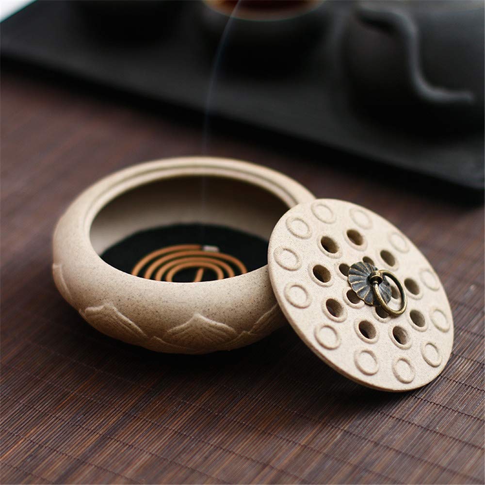 Quemadores de Incienso de cerámica, Porta Incienso, Bandeja para Cenizas, Cuenco para Obras de Arte, decoración del hogar, Yoga, Oficina en casa (Beige, 10,8 x 8 x 4 cm)