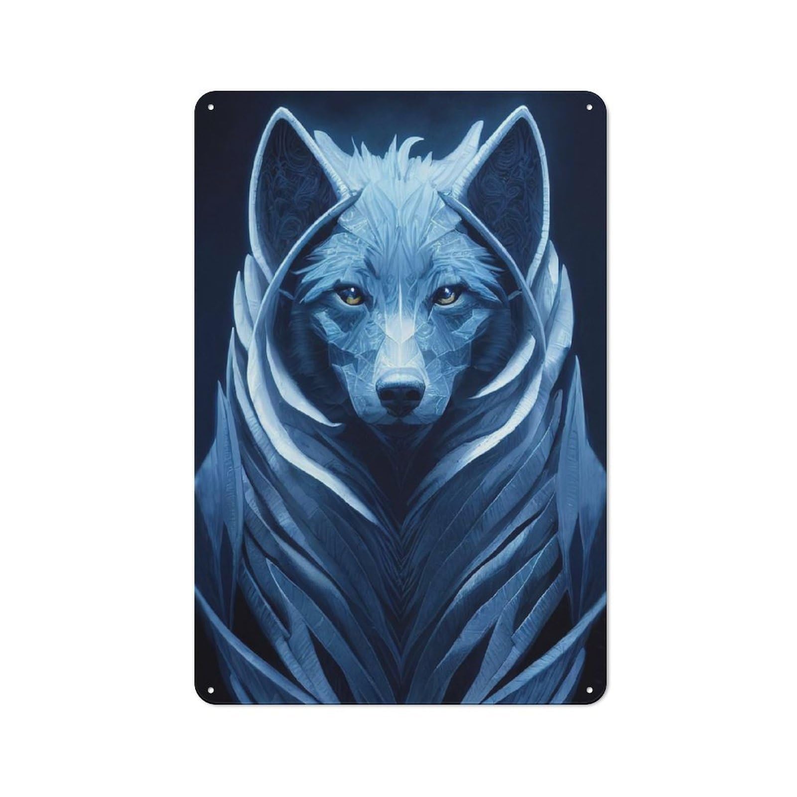 Junmoney Geometric Wolf Retro Tin Sign 30X20cm For Garage Or Workshop, For Furnishing A New Garage And Workshop With Retro Decor