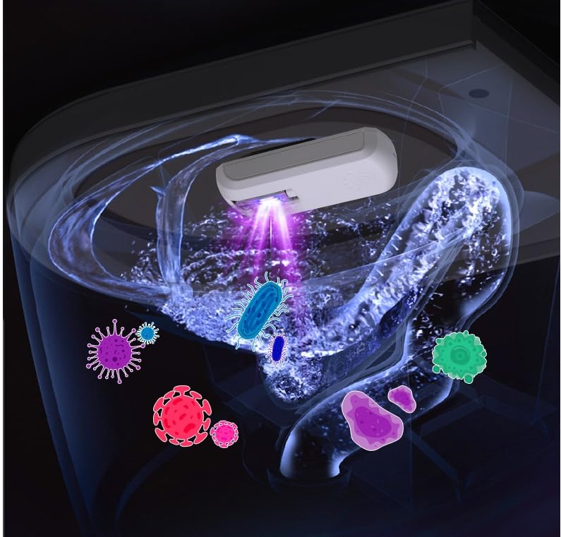 Lámpara UVC de esterilización de inodoro, dispositivo de desinfección con sensor automático, recargable de 2000 mAh para limpieza del hogar, hotel, dormitorio, inodoro y zapatero