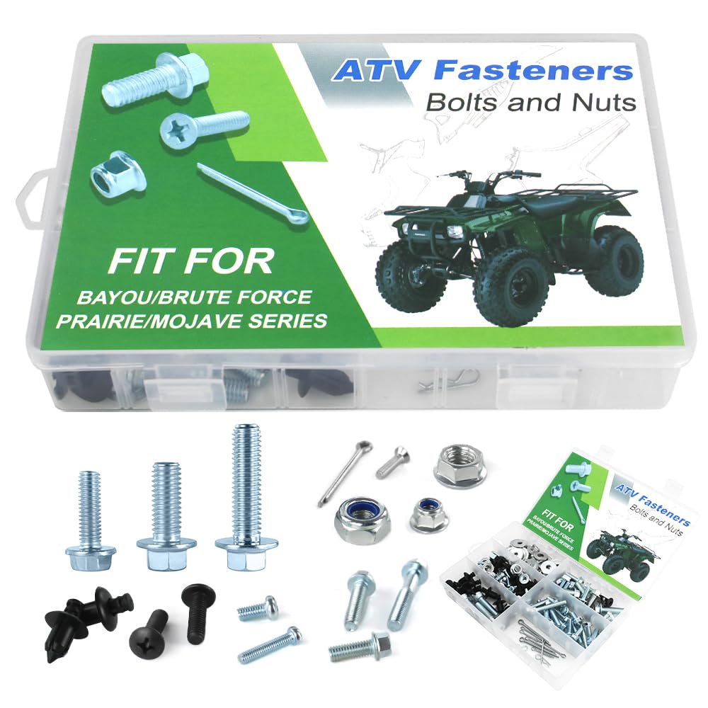 REARACE 160PCS ATV Plastic Fenders Frame Engine Body Bolts Kit Fit for Bayou 220/250/300/400, Force 300/650/750, Mojave 110/250, Prairie 300/360/400/