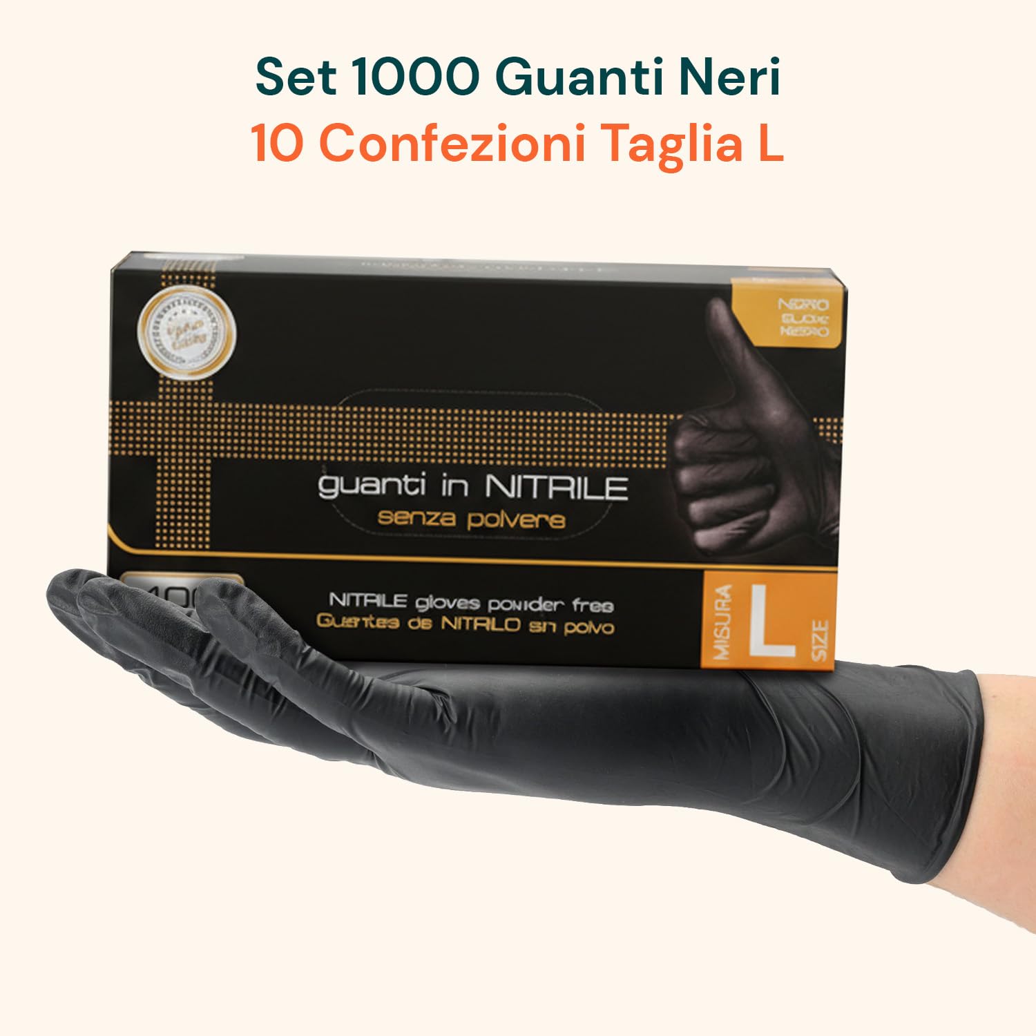 Avilia - Set 1000 Guanti Nitrile Neri Monouso Taglia L Senza Talco, Resistenti per Uso Professionale e Domestico, Presa Sicura, Facili da Indossare, Protezione Igienica per Estetica e Pulizie