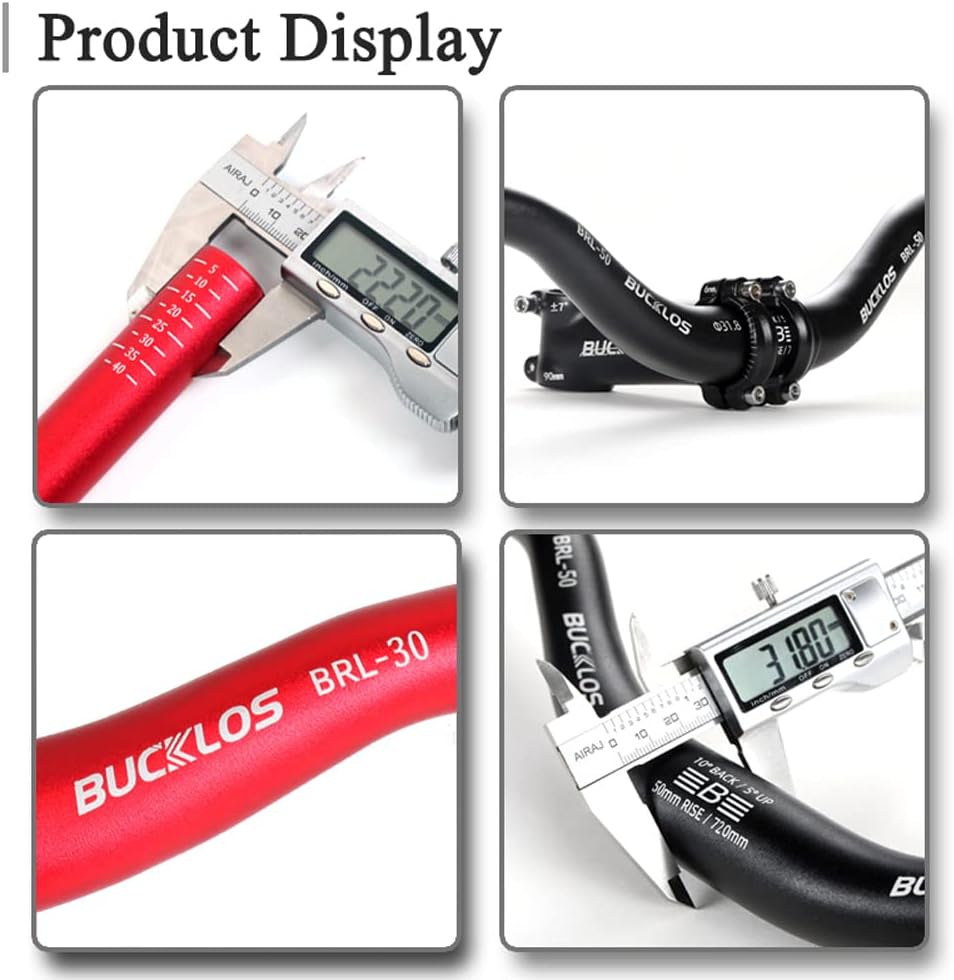 BUCKLOS Mountain Bike Handlebar φ31.8mm Aluminum Alloy 90mm Rise MTB Handlebar,φ31.8mm Bike Stem 60mm 7 Degree Light Weight MTB Stem,Suitable for BMX Road Bike Cycling Bicycle