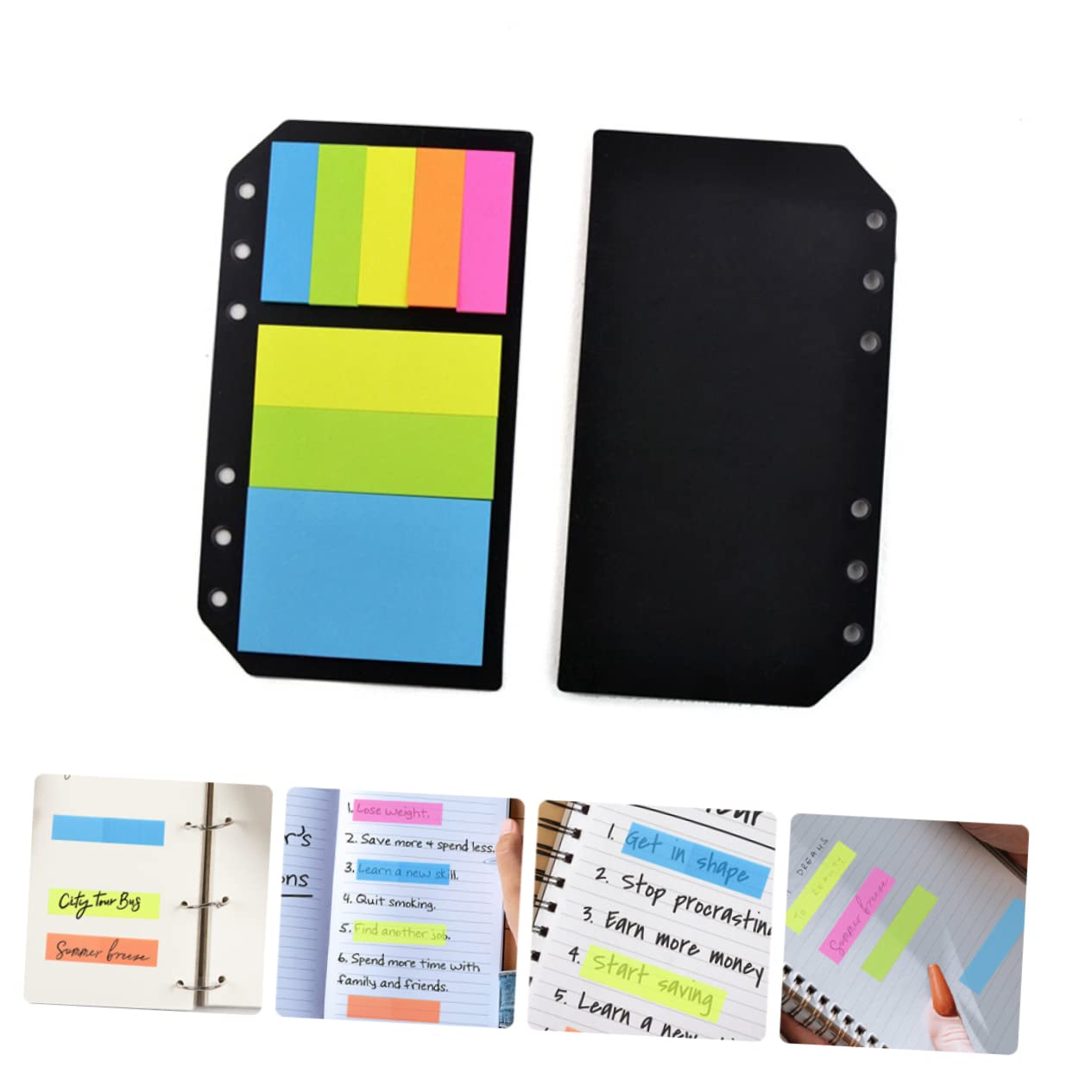 Angoily 5 Stück Selbstklebende Haftmarker Bücher Praktische Sticky Tabs für Schulbedarf Haushalt Ordner Zubehör für Seitenmarkierung und Notizen