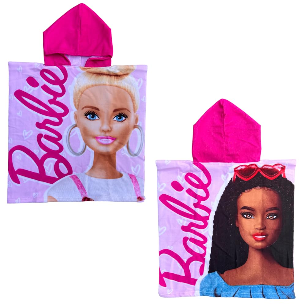 Cartoon Barbie Microfibre Beach Poncho 110 X 55 Cm Bathrobe For Children Beach Pool
