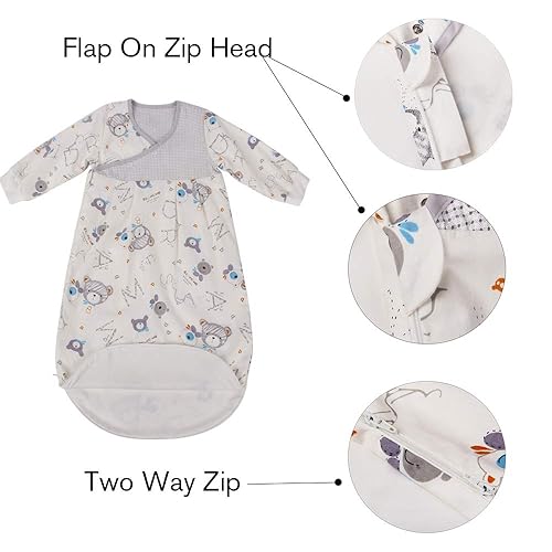 Miniatura 3 de Saco de dormir para niños pequeños con medias mangas movibles, manta de popelina de algodón suave para niña, saco de dormir para niños XL para niños