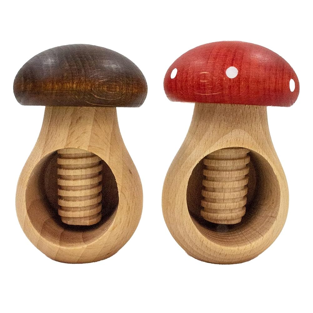 IJSDNVJNDX Mushroom& Toadstool Wooden Nutcracker Set- Multi-Function Nut Sheller, 2pcs Walnut Cracking Tool Cracker