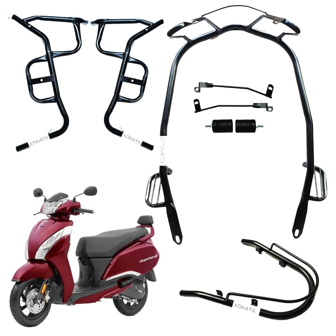 Jupiter 125 Crash Guard with FIX FOOTREST and Frame Slider LAGGUARD Front and Rear Crash Guard Suitable for Jupiter 125, BS6 Scooter (Set of 1 Black)-image-33