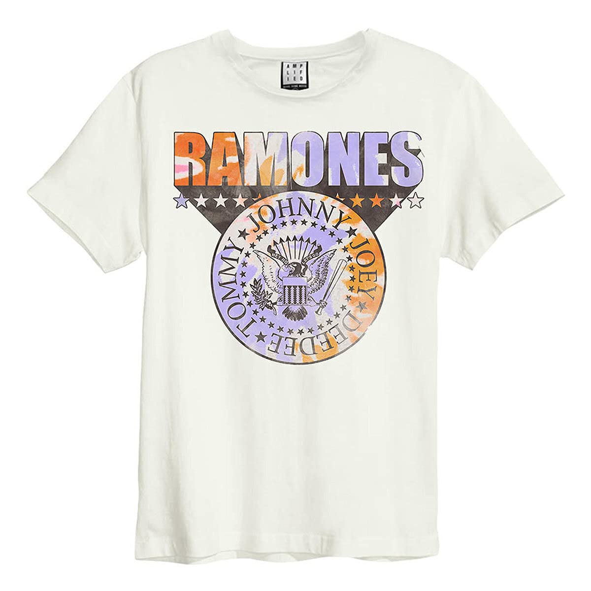 Amplified Ramones Tie Dye Logo T-Shirt Crew Neck Vintage White XXL