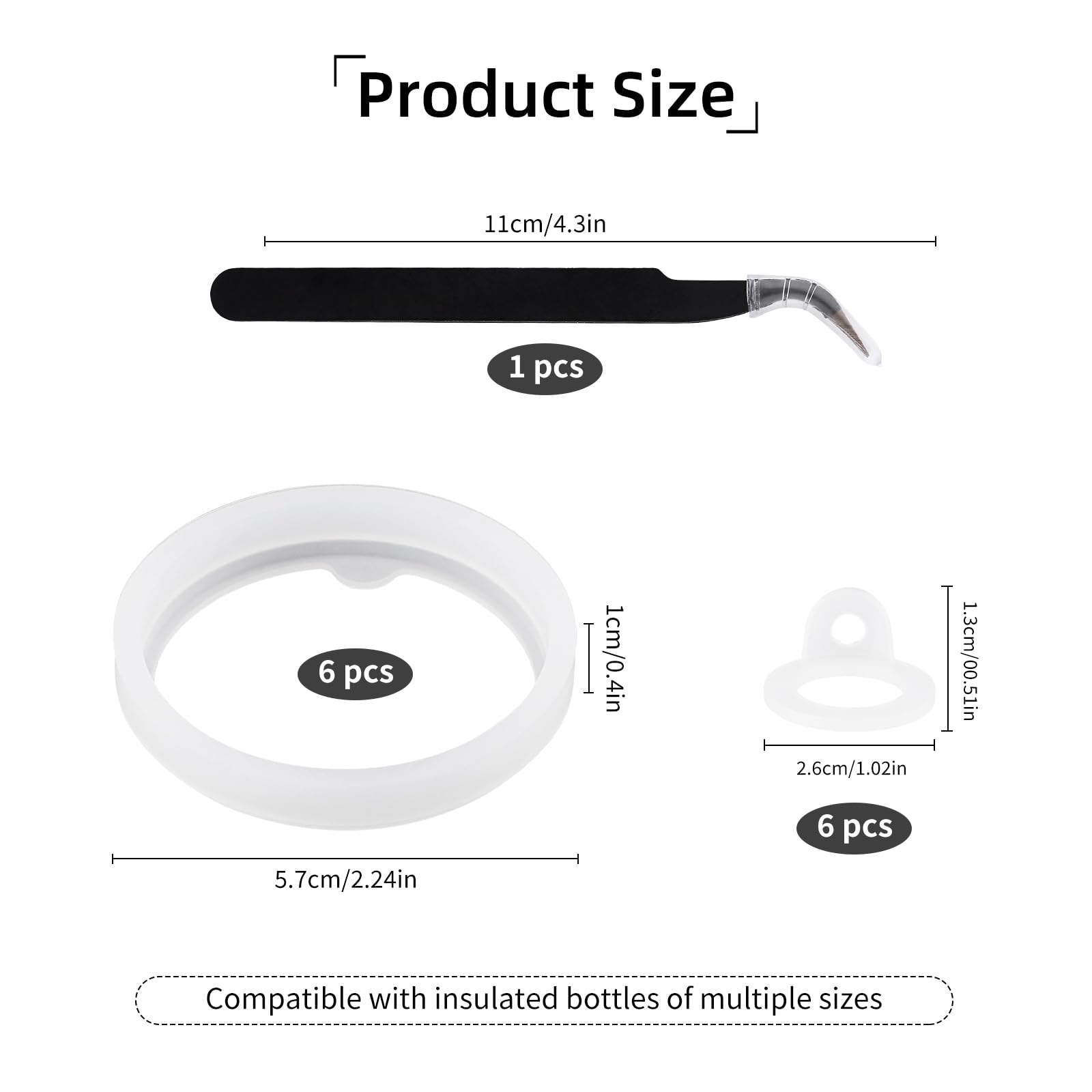 13PCS Water Bottle Lid Replacement for Thermoflask 24/32/40/64oz, Silicone Seal O Ring with Tweezers Leak Proof Seal Compatible with Thermoflask Chug Spout Lid