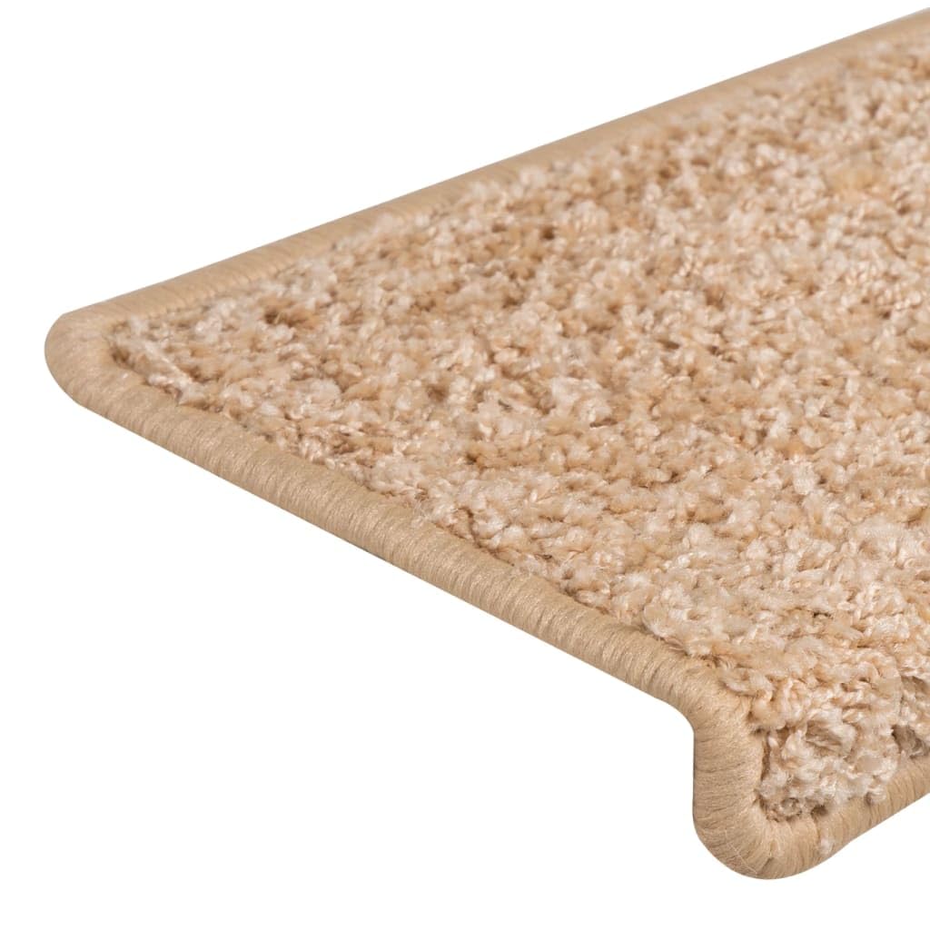 vidaXL Tapis d'escalier 15 pièces 65 x 21 x 4 cm Bordure rectangulaire dorée