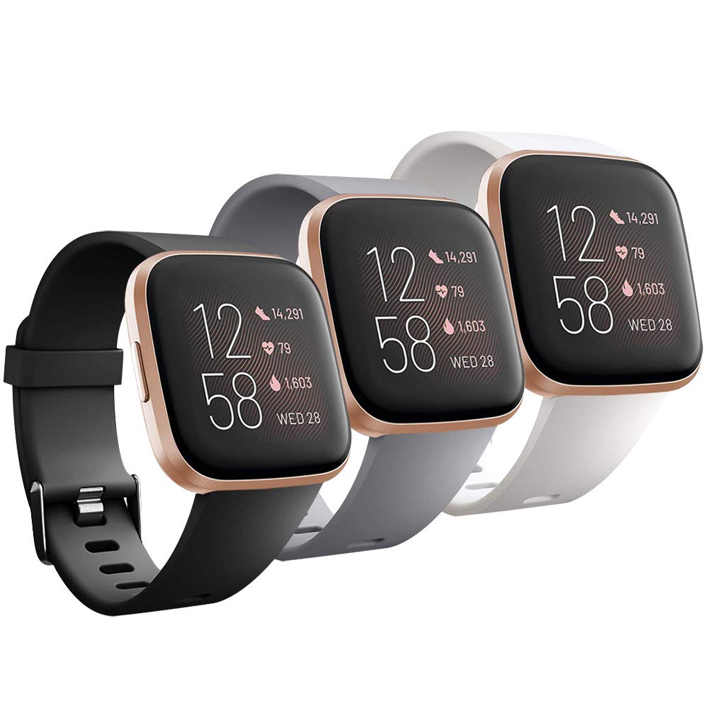 Compatible with Fitbit Versa/Versa 2/Versa Lite/Special Edition Bands Sport Strap Material Silicone Strap Bands for Fitbit Versa 2 Smart Fitness Watch Women Men Small Large