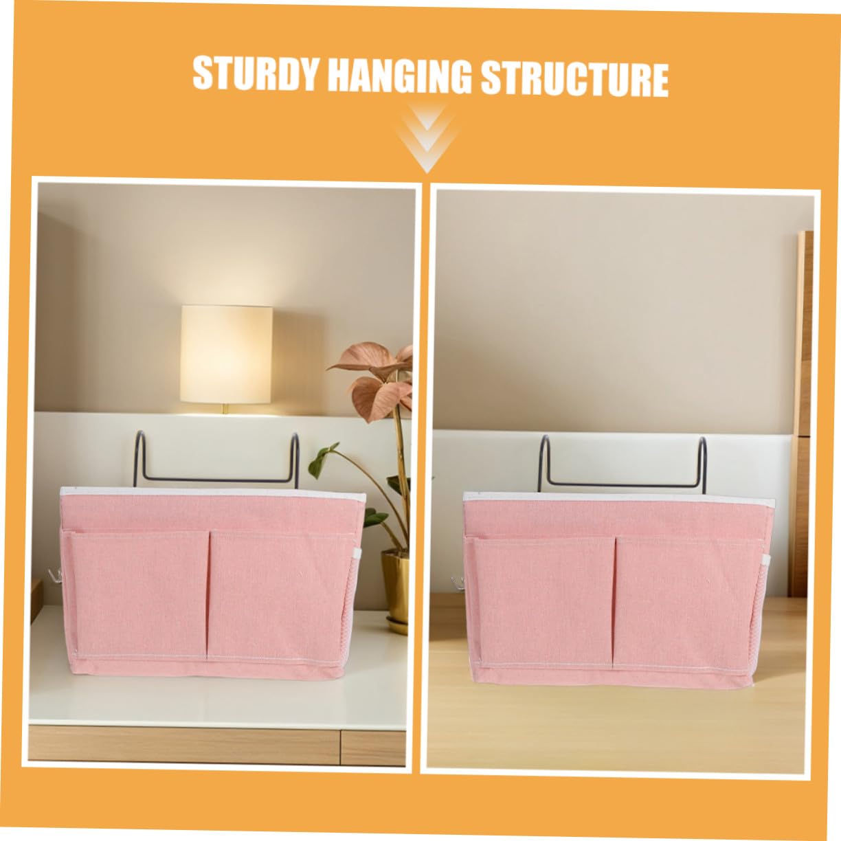 2 pezzi Borsa Portaoggetti da Appendere al Comodino in Tessuto con Tasche Multiple per Camera da Letto e Dormitorio Organizer Sospeso per Libri Riviste ed Essenziali da Rosa