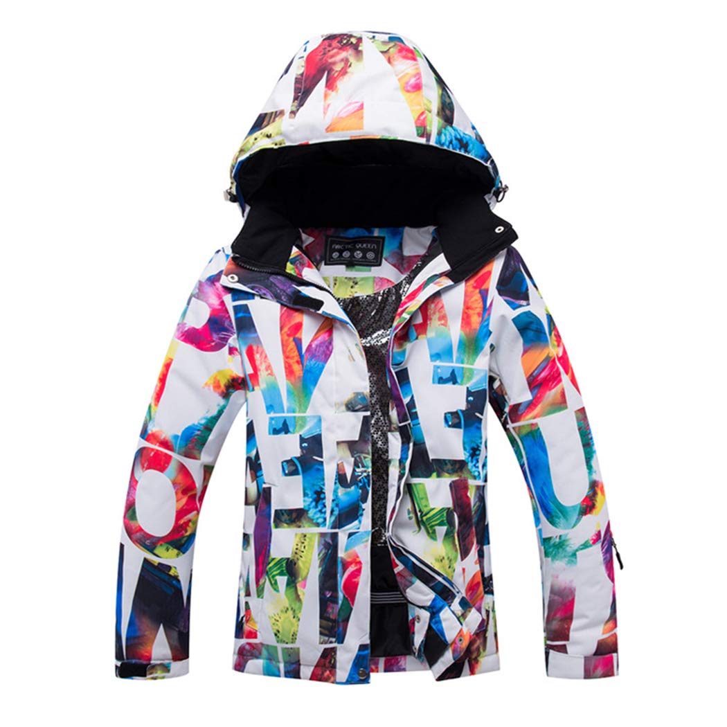 Veste de Ski Femme Chaude Imperméable pour Hiver - Blouson Sports d'Hiver et Loisirs à Motif Floral