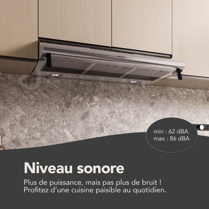 BELDEKO Hotte Casquette 90 cm Inox 420 m3/h 100W - Marque Française