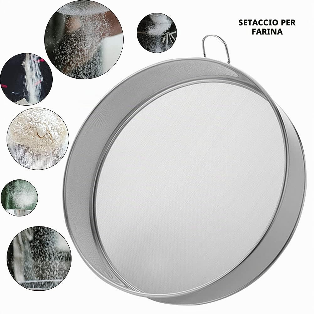 Setaccio per farina, setaccio da cucina in acciaio inox a maglia fine con 80 maglie