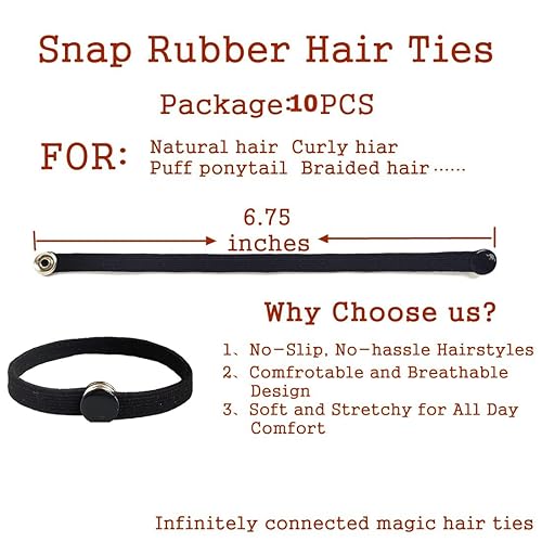 Miniatura 2 de MILAMIYA 8 lazos de alta elasticidad para cabello grueso, cabello rizado natural y trenzas, cuerda conectable  banda antideslizante ajustable para