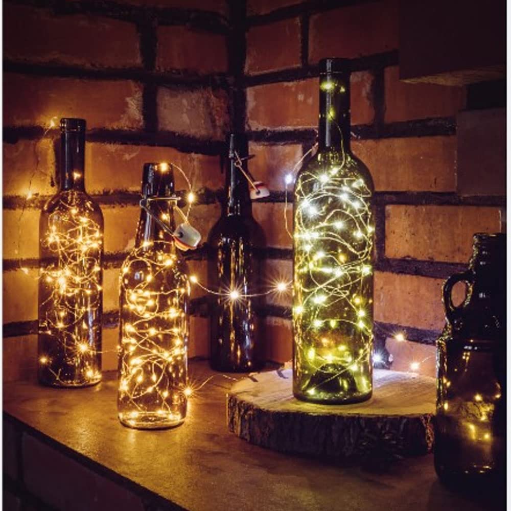 PAWARSO Luci LED Bottiglia, 12 Pezzi Tappi LED a Batteria per Bottiglie, 2m 20 LED,Luci per Bottiglie di Vetro per Creare Atmosfera per Natalizie, Matrimonio, Festa(Bianco Freddo)