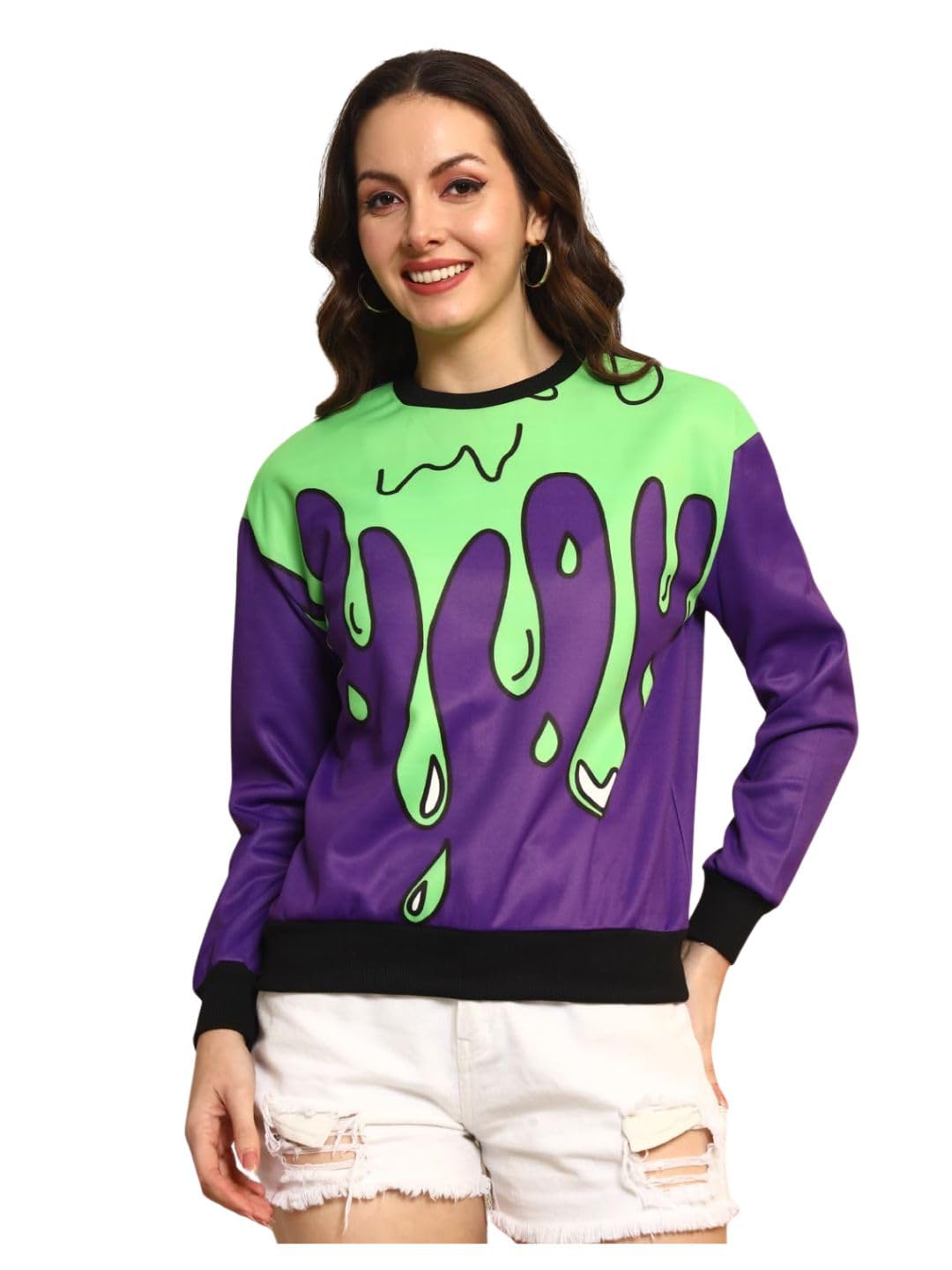 tandul Women's Printed Multicolor Full Sleeve Sweatshirt - Fleece Blend Sweatshirt for Women Soft & Breathable & Comfortable Outfits for Office, Casual, Festive & Party (11808)-picture-24