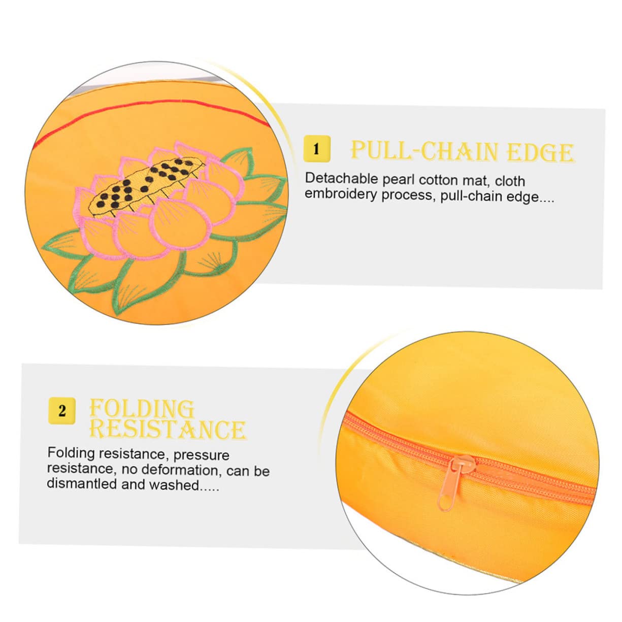 ERINGOGO 2pcs Round Meditation Cushion Handmade Lotus-Flower Printing Floor Mat for Buddhist Worship for Home Office and Temple Use Easy to Clean Comfortable Meditating Mat