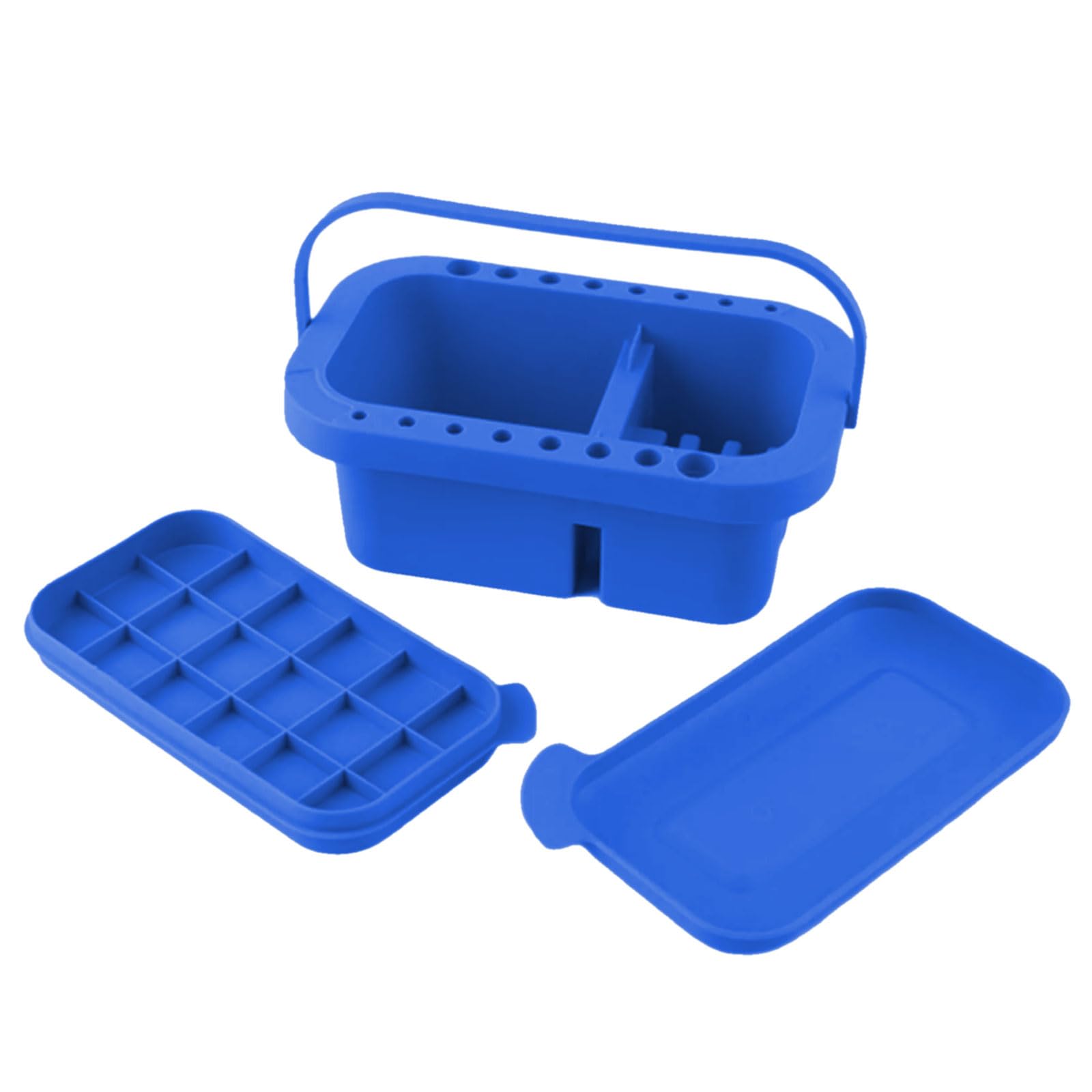 Art Paint Brush Basin Tub with Lid, Palettes & 16 Hole Holder, Artist Washer Cleaner Pots Washer