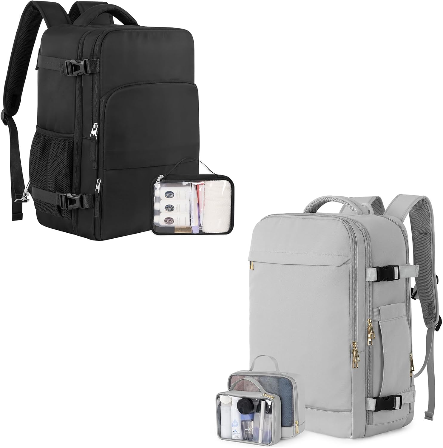 Sinaliy Backpack (Black & Gray), Flight Approved Personal Item Travel Backpack, Carry On Backpack with Multi-Pockets, College Bag, Hiking Waterproof Backpack, Business Backpack with USB Charging Port