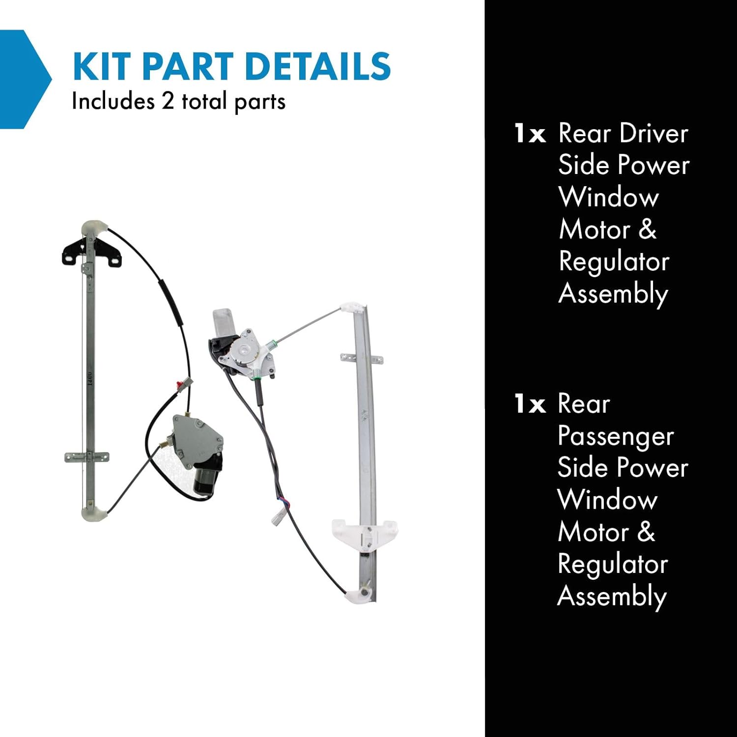 TRQ Rear Window Regulator Kit Power Window Regulator & Motor Assembly Compatible with 2002-2006 Honda CR-V