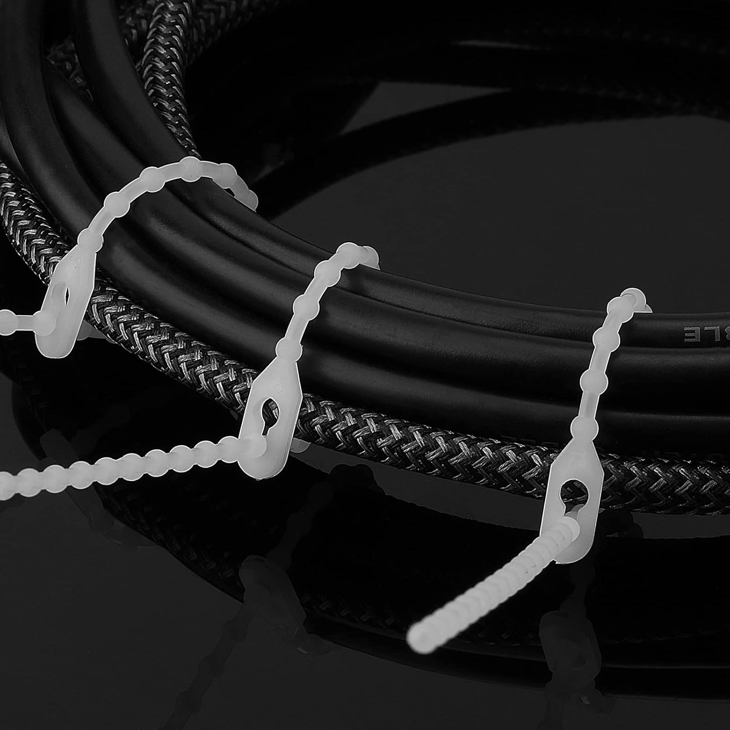 Pasow Beaded Cable Tie Wrap Releasable Reusable Zip Ties Adjustable Self Locking Nylon Cable Zip Ties - 100 Pack (8 Inch)