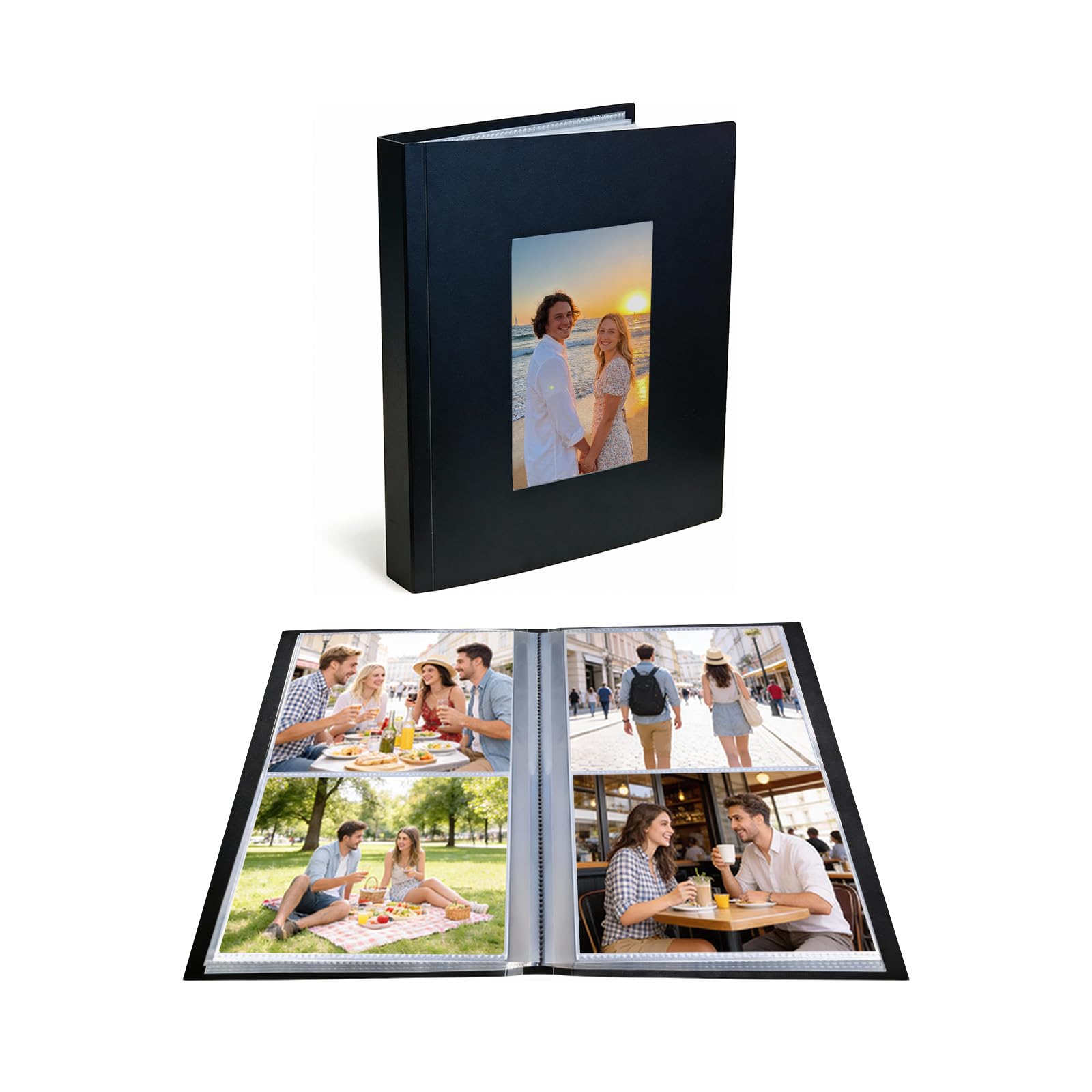 FRETONBA 6x4 Photo Album Slip in, Photo Book Accommodates 48 Photos in Horizontal, Picture Book with a Front Window Design, Wedding Photos Albums for Family, Travel