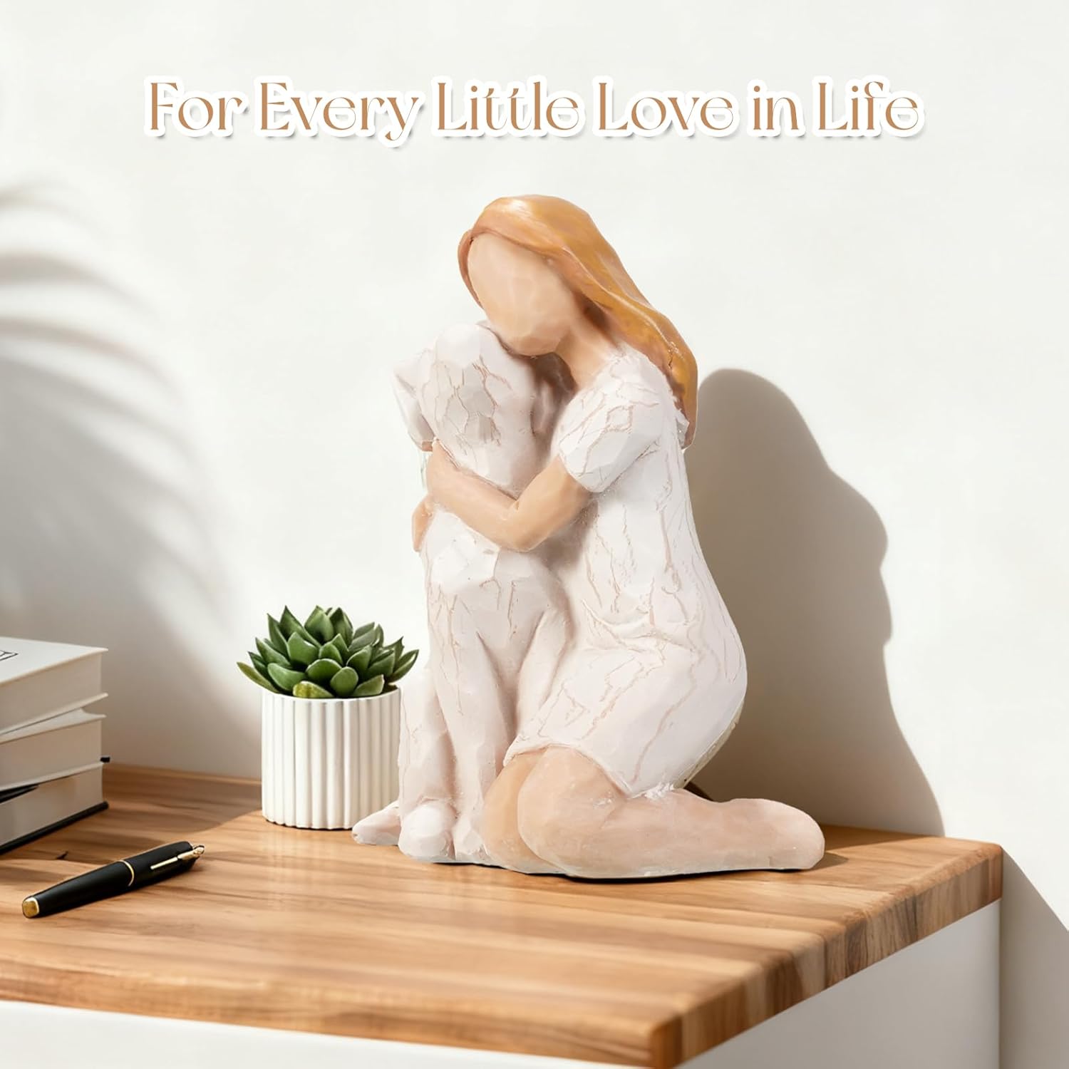 Girl with Dog Figurine, Child and Puppy Resin Statue, Cute Friendship Decor, Pet Lover Gift, Tabletop Home Decoration