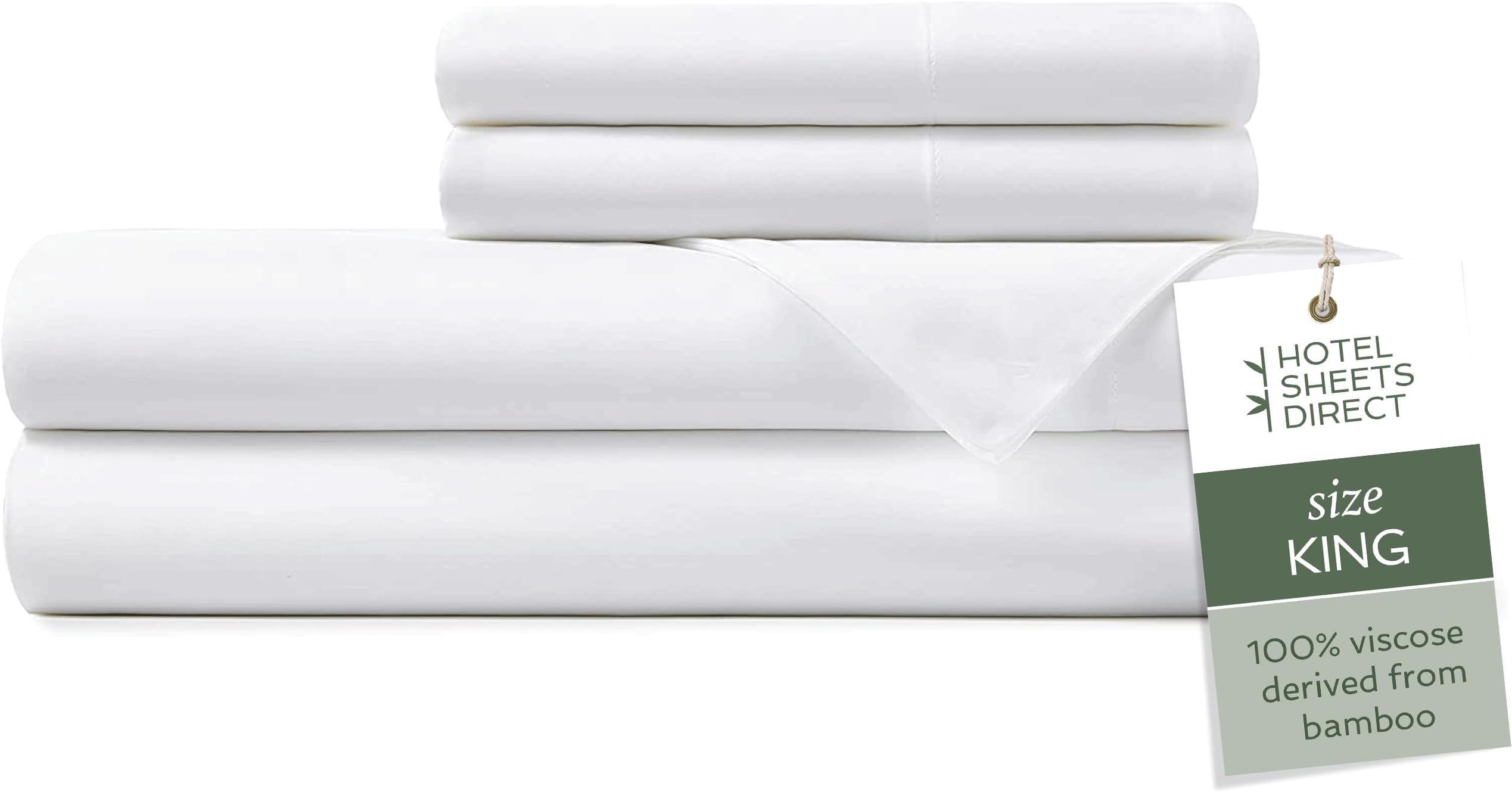 Hotel Sheets Direct 100% Viscose Derived from Bamboo King - Cooling Luxury Bed w Deep Pocket - Silky Soft - White