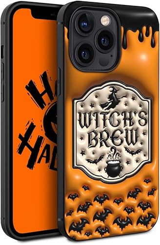 Halloween Witch's Brew Bats - Funda inflable 3D para teléfono de Halloween compatible con iPhone 11, 12, 13, 14, 15 Pro Max, Samsung Z Filp34 Galaxy