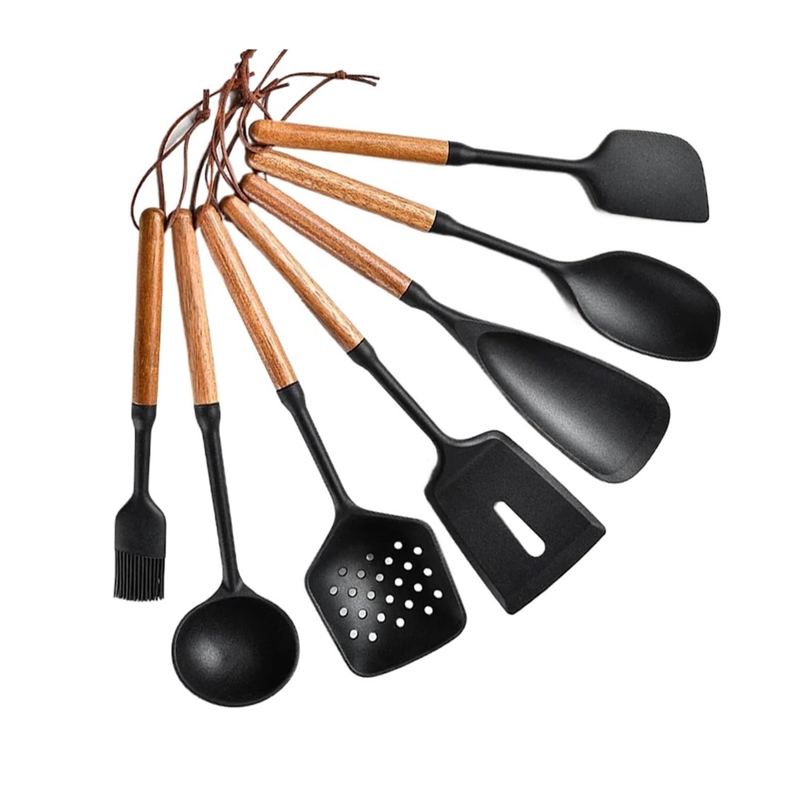 Manche en bois, outil de cuisine, ustensiles antiadhésifs, spatule cuisson 7 pièces