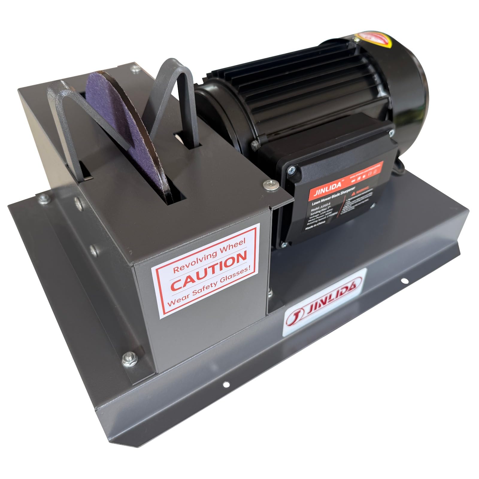 JLD10-8 - Afilador de cuchillas para cortacésped, 2/3 HP 500 W, máquina afiladora con rueda de molienda de cerámica de 7 pulgadas y equilibrador y 5 discos de lijado, aplicable a cuchillas planas