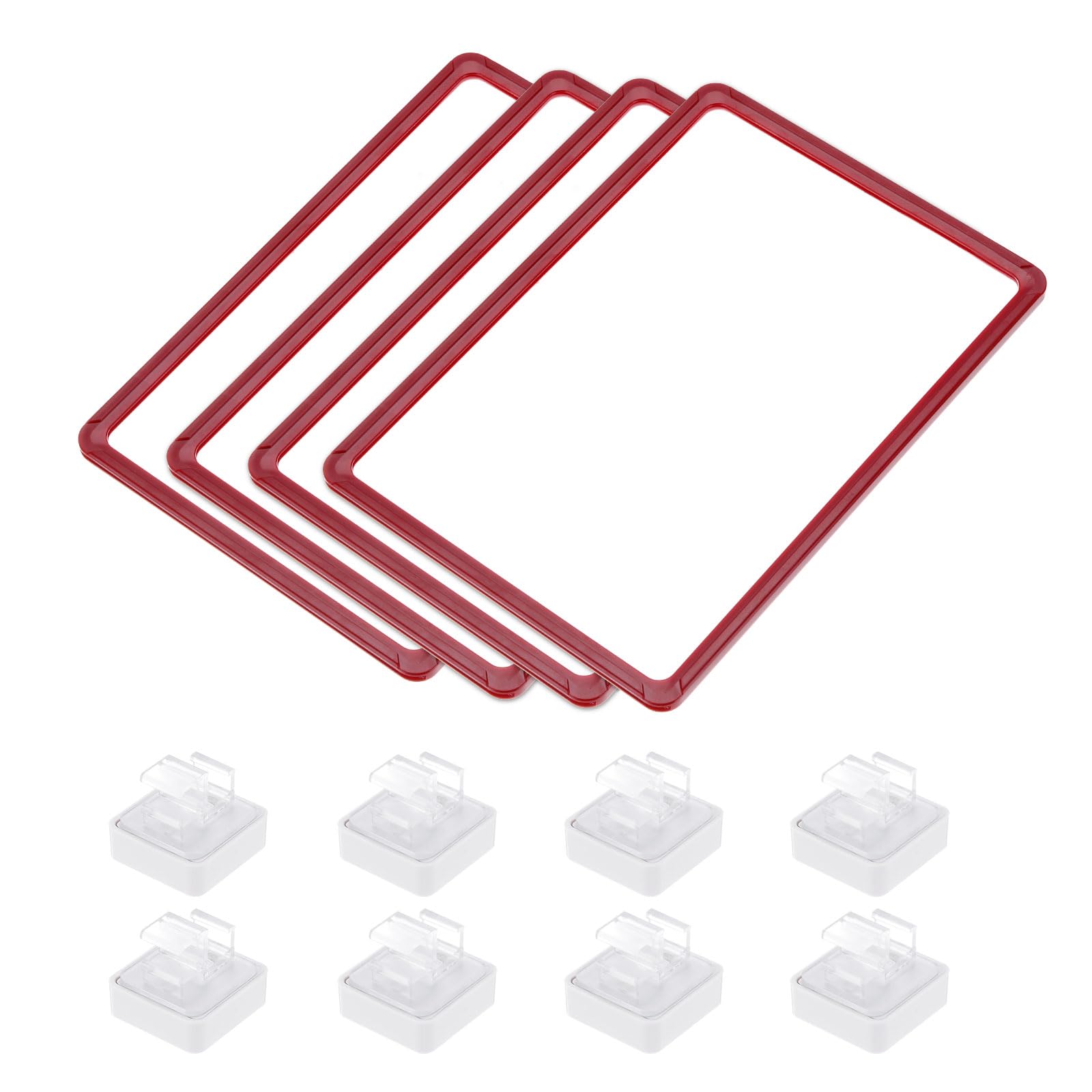 QUARKZMAN 4pz Porta Etichette Magnetiche 12 x 9 Pollici A4 Rosso.